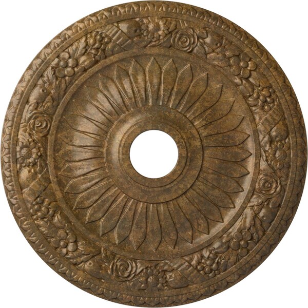 Ekena Millwork Bellona Ceiling Medallion (Canopies up to 3 5/8"), 23 5/8"OD x 3 5/8"ID x 1 1/8"P, Rubbed Bronze CM23BERZS - main
